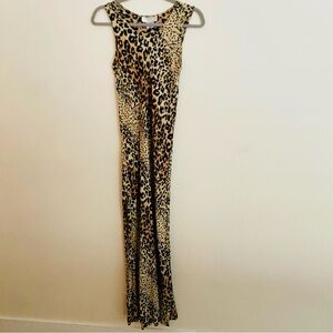 VINTAGE 90’S RENE DERHY LEOPARD PRINT SLEEVELESS MAXI SLIP DRESS SIZE MEDIUM